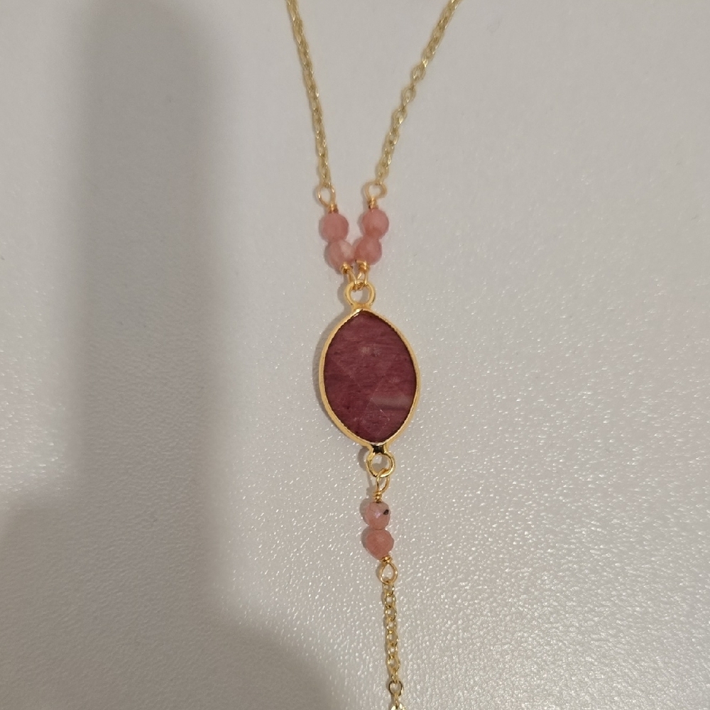 Stitch Fix Gold and Pink Layered Necklace - Picture 10 of 16